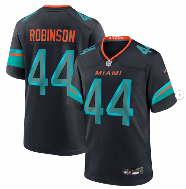 Men 2025 Nike Miami Dolphins #44 Robinson Black Throwback 5th generation Limited NFL Jersey 003